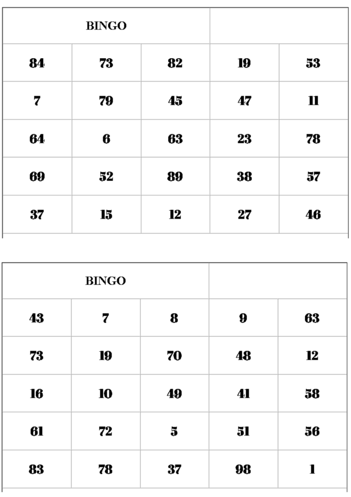 cartela 04 de bingo para imprimir