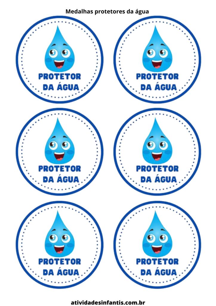 medalha de protetores da água para imprimir em folha a4
